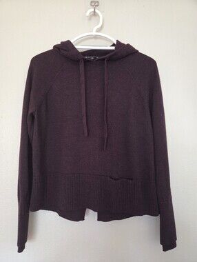 Athleta Wool Blend Verona Hoodie Sweater Burgundy
